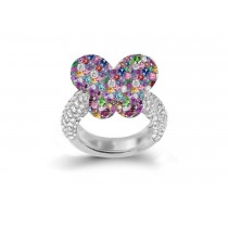 Delicate French Micro Pave Butterfly Rings Collection Featuring Vibrant Rainbow Colored Sapphires & Diamonds