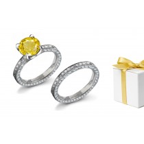 Sparkle: Yellow Sapphire & Diamond Engraved Ring