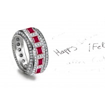 Pigeon Red: Sparkling Glittering Designer Ruby Diamond Eternity Band