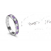 Observatory Classic Purple Sapphires & Diamonds Eternity Ring