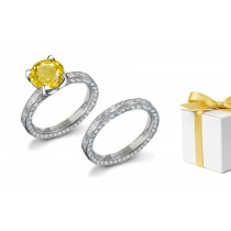 Ravishing: Yellow Sapphire & Diamond Engraved Ring