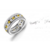 Eco-Friendly 2 Row Yellow Sapphires & Diamonds Eternity Ring