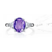 Lively Very Popular Purple Sapphire & Sparkling Diamond Engagement Ring