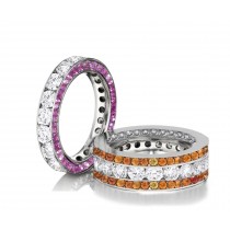 Made to Order Great Selection of Channel Set Brilliant Cut Round Diamonds Pink & Orange Sapphires Eternity Rings & Bands