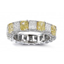 Emerald Cut Yellow Diamond & White Emerald Cut Diamond Wedding Ring