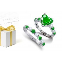  A Rich-Color Heart Treatment Oil Emerald, Diamond Comes with A Platinum Ring & Diamond, Emerald Rolling Band Size 6