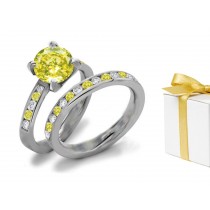 Yellow Diamond & White Diamond Fancy Rings