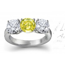 Premier Colored Diamonds Designer Collection - Yellow Colored Diamonds & White Diamonds Fancy Yellow Diamond Engagement Rings
