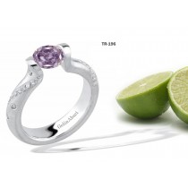 Contemporary High Quality Designer Pink Colored Diamond Tension Set Engagement Rings