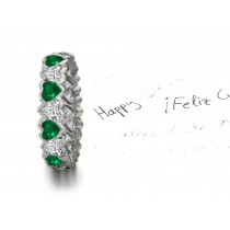 Heart Emerald & Heart Diamond Eternity Ring