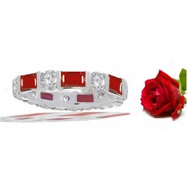 Baguette Ruby & Round Diamond Eternity Ring in Platinum & Gold