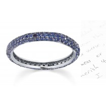 Slim & Delicate Micropavee Bright & Waterfall Blue Sapphire Gold Band