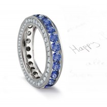 Vibrant, Vivid, Corn Flower Blue Sapphire & Diamond Halo Platinum Band