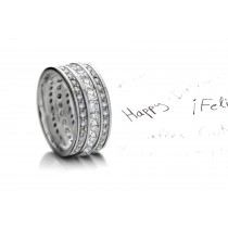 Stunning: Designer Three Row Diamond Eternity Anniversary Bands