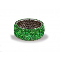 Latest Collection: Delicate Halo Micropave Side Accents Green Emeralds Eternity Wedding Anniversary Rings