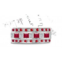 Sparkling: Round & Princess Cut Ruby & Diamond Eternity Ring