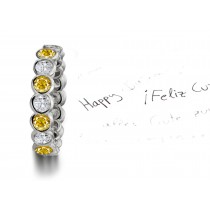 Bezel Set Yellow Sapphires & Diamonds Eternity Ring