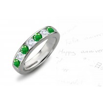 Elegant & Refined: 7 Stone Emerald & Diamond Anniversary Gold Band