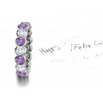 One-of-a-kind Bezel Set Purple Sapphires & Diamonds Eternity Ring