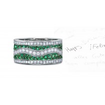 Micropavee Diamond & Emerald Wave Band