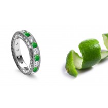 Emerald Diamond Band Floral Scrolls & Motifs