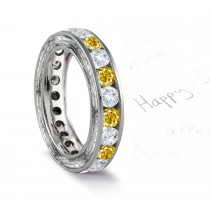 Simmering Yellow Sapphire & Diamond Wedding Bands