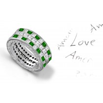 Pure & Bright: Exquisite Triple Stacked Brilliant Cut Diamond Emerald Band