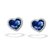 Fancy Designer Colored Gemstone Jewelry: Blue Sapphire & Diamond Studded Earrings