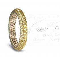 Natural pave Set Yellow Sapphire Eternity Ring in Gold