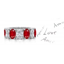 Magnificent: Sparkling Oval Ruby Diamond Eternity Wedding Ring