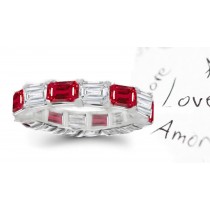 Splendid: Glowing Emerald Cut Ruby & Diamond Eternity Ring