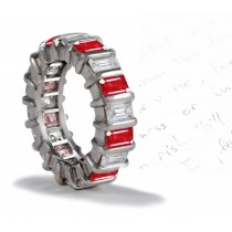 Beauty of Gemstones: Emerald Cut Diamond & Ruby Eternity Band