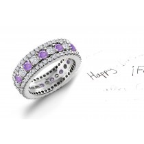 Highest Quality 2 Row Purple Sapphires & Diamonds Eternity Ring