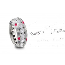 Channel Set Diamond Sprinkled on Sides with Heart Rubies & Diamonds