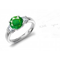 Newest Styles: Test of A True Emerald Classic Channel Set Emerald & Diamond Three-Stone Ring in 14k White Gold & Platinum