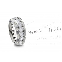 Style, Form & Grace:Platinum Diamond Eternity Band Adorned with Designs, Aanthus Leaf & Rocaille Engaved Motifs