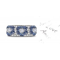 6 mm Wide MicropavéEncrusted Blue Sapphire Eternity Flower Band