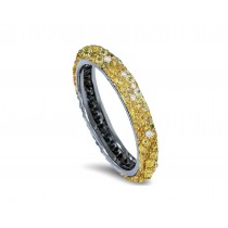 Delicate Women's Eternity Rings Featuring Sunny Yellow Sapphires & Diamonds in Precision Micro pave Settings