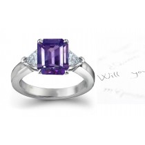 Glittering Purple Sapphire & Sparkling Diamond Engagement Ring