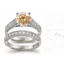 Brown Diamond Engagement & Wedding Ring