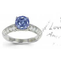 Premier Colored Diamonds Designer Collection - Blue Colored Diamonds & White Diamonds Fancy Blue Diamond Engagement Rings