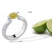 Contemporary High Quality Designer Yellow Colored Diamond Tension Set Engagement Rings