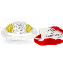 We'll execute your wishes from simple rings to inticrate gemclad creations. Heart Yellow Sapphire with Round Diamond Engagement Ring in Platinum & 14k White Gold Ring 