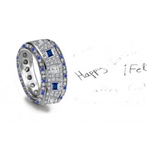 Edwardian Sapphire & Princess Cut Diamond Bezel Set Gold