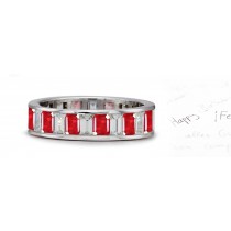 The Talisman Collection: Emerald Cut Diamond & Ruby Eternity Band