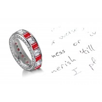 The Most Precious: Emerald Cut Diamonds & Rubies Eternity Ring