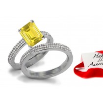 Exquisite: Beautiful Fine Yellow Sapphire Sparkling Diamond Engagement & Wedding Bands