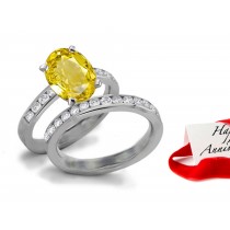 She'll Love: Brightest Rich Yellow Sapphire & Diamond Engagement & Wedding Bands