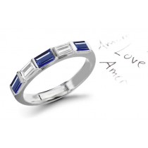 6 Stone Baguette Sapphire & Diamond Anniversary Ring