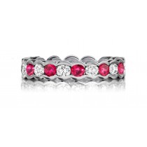 Expertly Crafted Precision Set High Quality Diamond & Ruby Eternity Band Rings